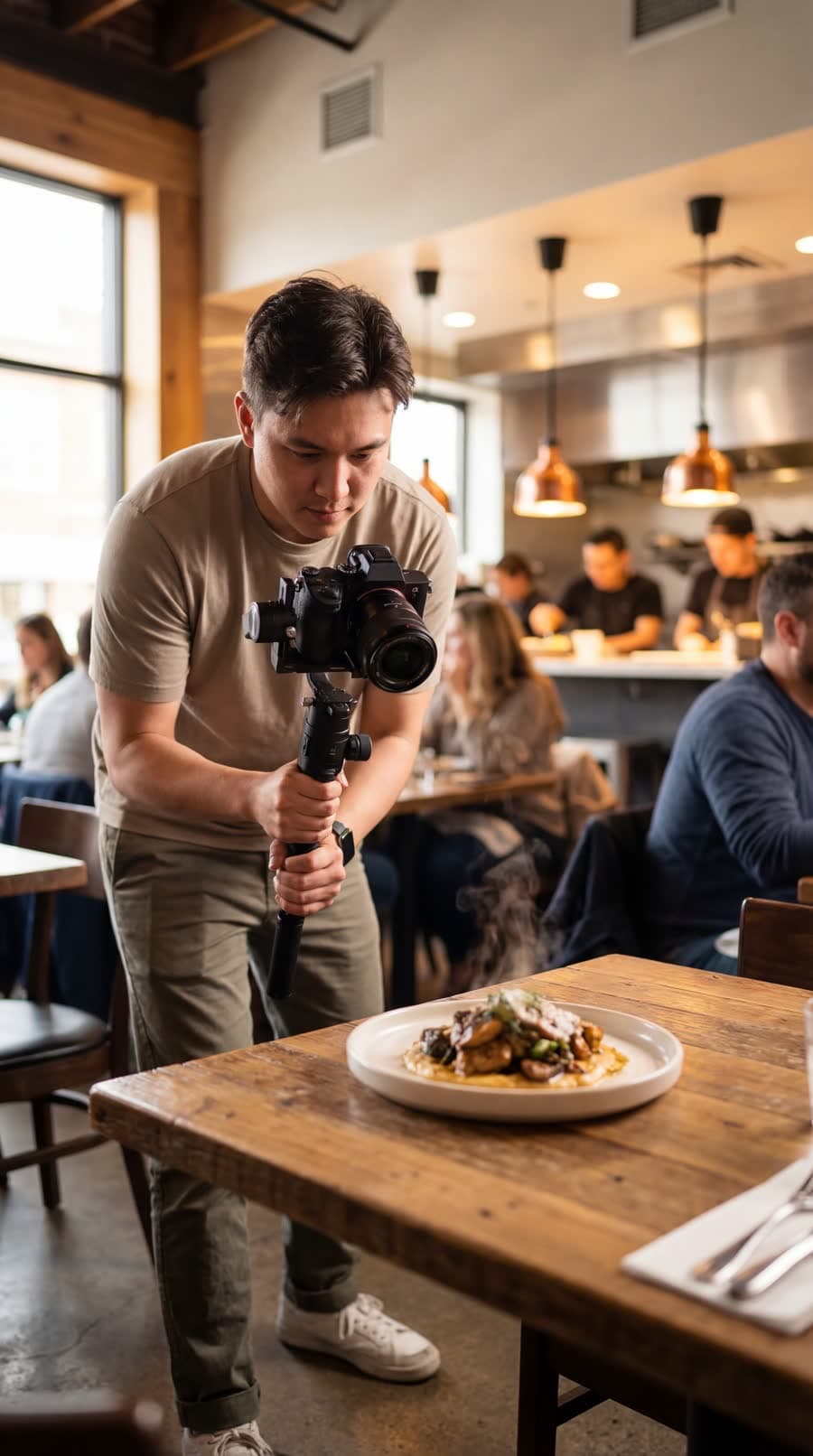 Creator filmt ein Gericht im Restaurant